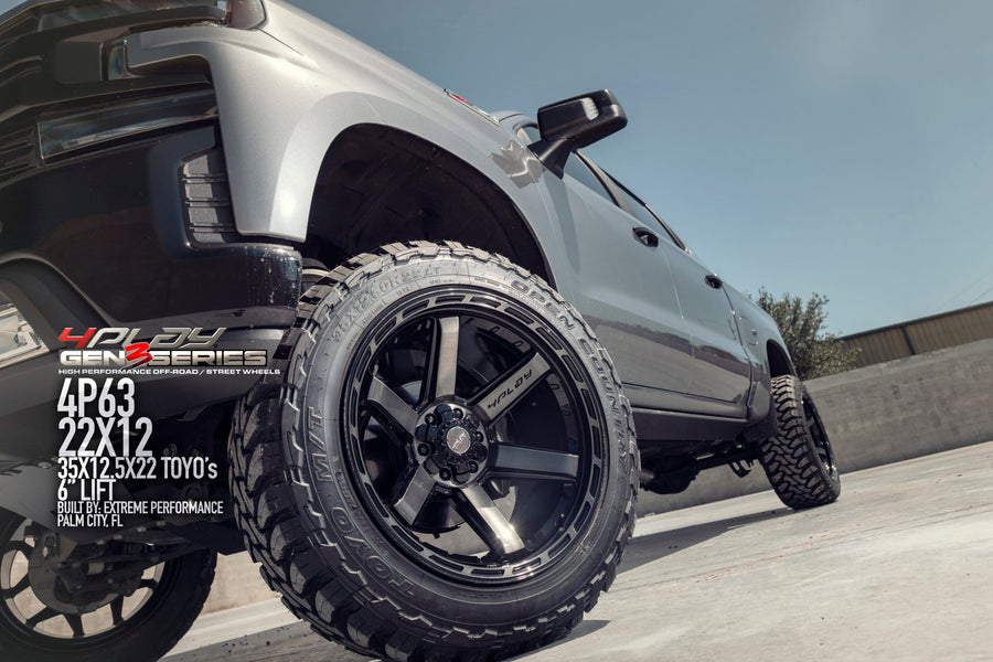 CHEVROLET SILVERADO 4PLAY WHEELS 4P63 G3 22X12 35X12.5X22 TOYO TIRES
