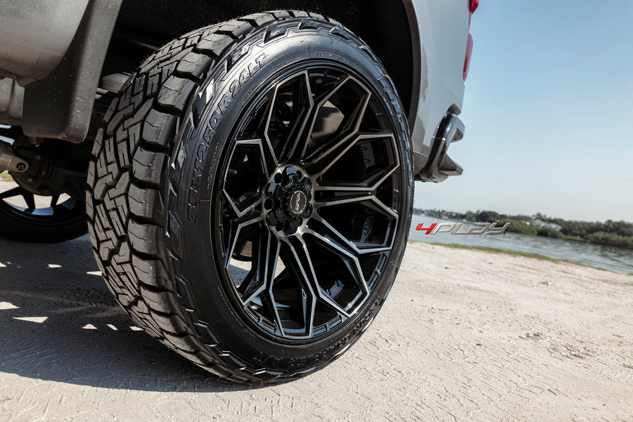 CHEVROLET SILVERADO 4PLAY WHEELS 4P83 24X12 ON 35X12.5X24 NITTO TIRES