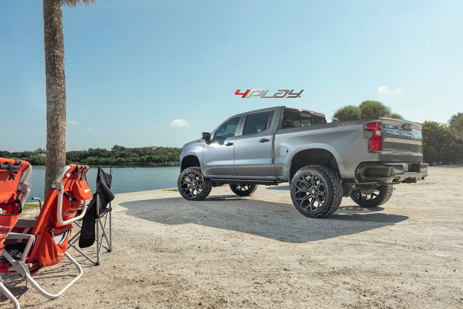 CHEVROLET SILVERADO 4PLAY WHEELS 4P83 24X12 ON 35X12.5X24 NITTO TIRES