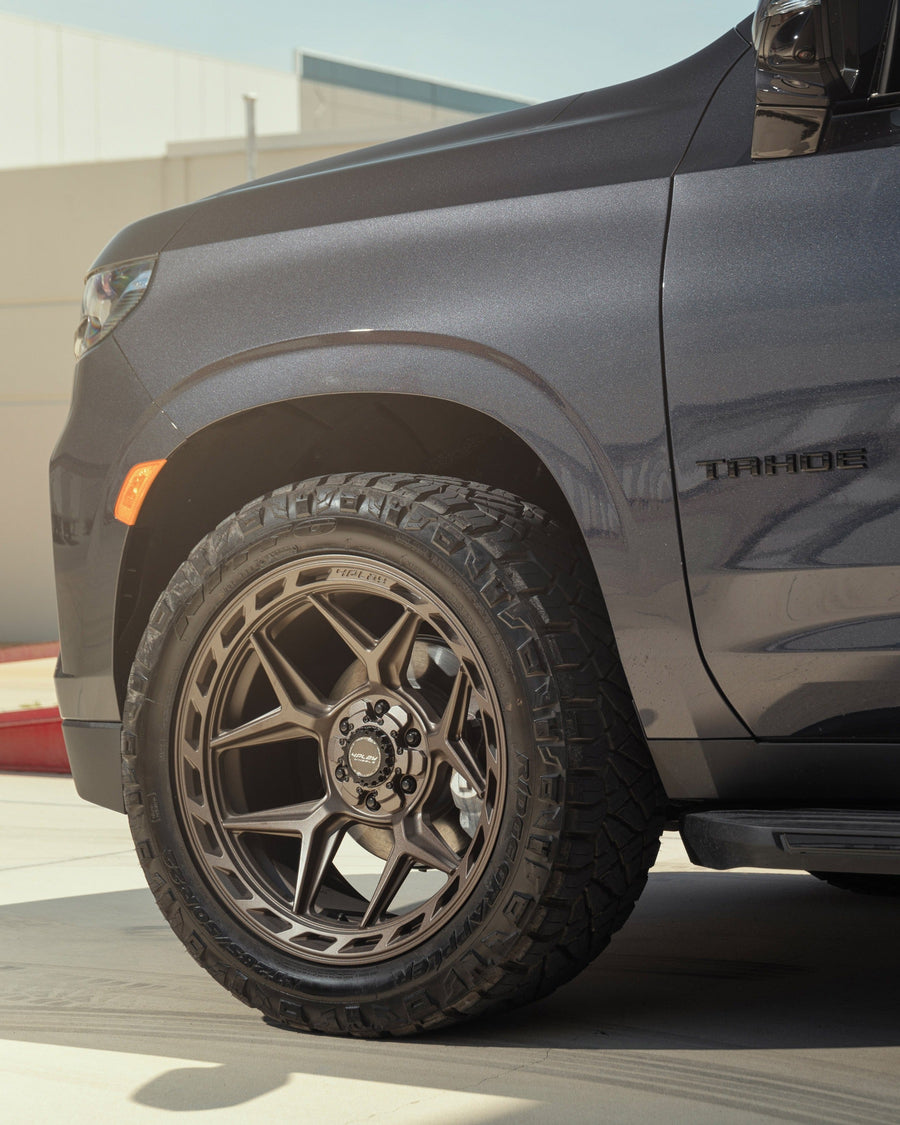 CHEVROLET TAHOE RIMS 4PLAY WHEELS 4P55 BRONZE 22X10 285X50X22 NITTO TIRES STOCK SUSPENSION