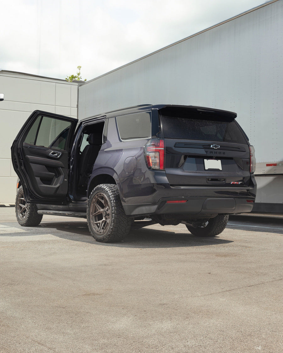 CHEVROLET TAHOE RIMS 4PLAY WHEELS 4P55 BRONZE 22X10 285X50X22 NITTO TIRES STOCK SUSPENSION