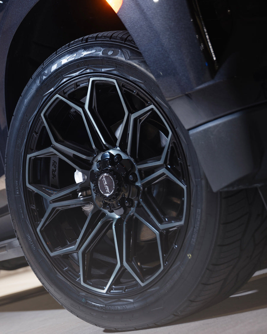 CHEVROLET TAHOE RIMS 4PLAY WHEELS 4P83 22X9 285X45X22 NITTO TIRES STOCK SUSPENSION