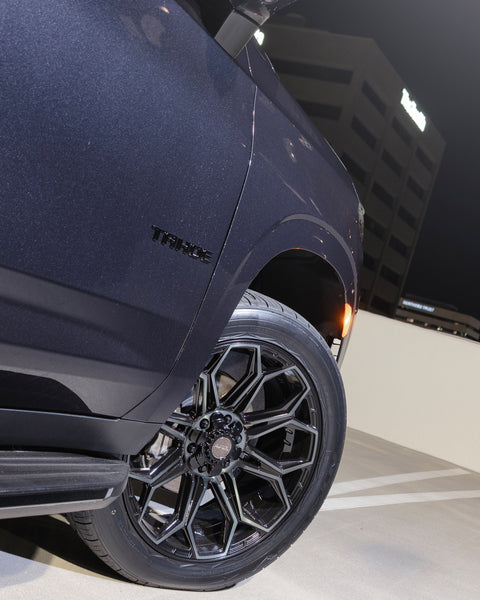 CHEVROLET TAHOE RIMS 4PLAY WHEELS 4P83 22X9 285X45X22 NITTO TIRES STOCK SUSPENSION