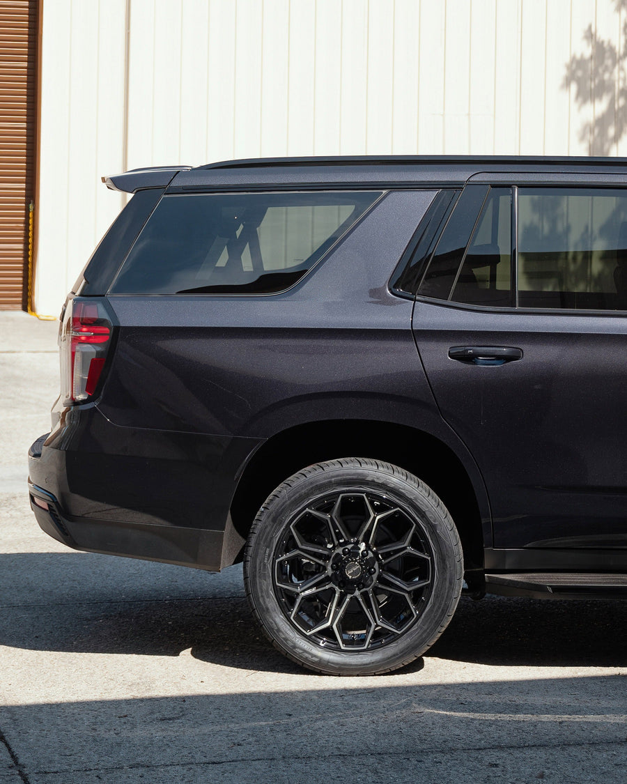 CHEVROLET TAHOE RIMS 4PLAY WHEELS 4P83 22X9 285X45X22 NITTO TIRES STOCK SUSPENSION