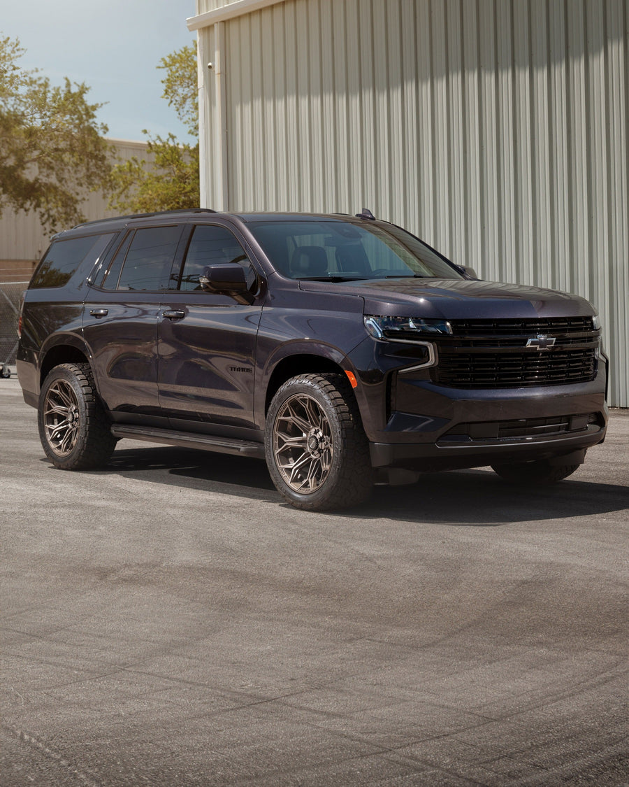 CHEVROLET TAHOE RIMS 4PLAY WHEELS 4P83 BRONZE 22X10 33X12.5X22 TOYO TIRES STOCK SUSPENSION