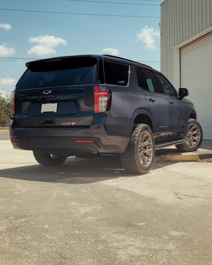 CHEVROLET TAHOE RIMS 4PLAY WHEELS 4P83 BRONZE 22X10 33X12.5X22 TOYO TIRES STOCK SUSPENSION