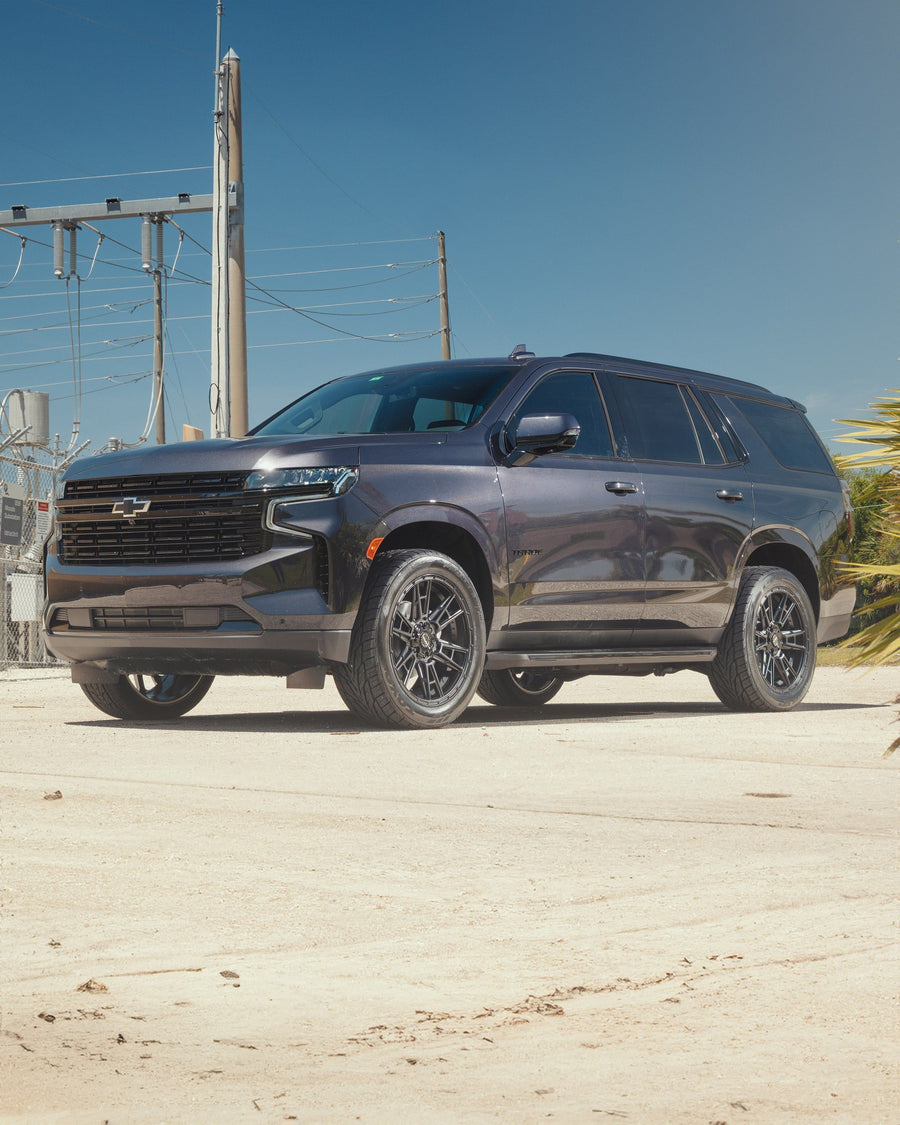 CHEVROLET TAHOE RIMS 4PLAY WHEELS 4PS20 22X10 305X45X22 TOYO TIRES STOCK SUSPENSION