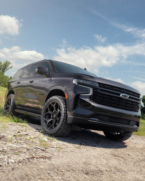 CHEVROLET TAHOE RIMS 4PLAY WHEELS 4PS26 22X10 33X12.5X22 NITTO TIRES STOCK SUSPENSION