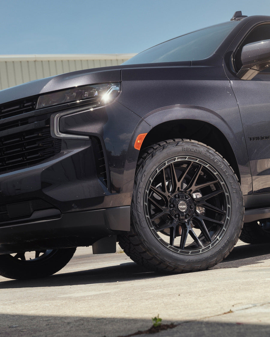 CHEVROLET TAHOE RIMS 4PLAY WHEELS 4PS28 22X10 33X12.5X22 NITTO TIRES STOCK SUSPENSION
