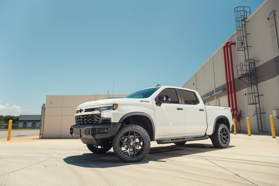 Chevrolet Silverado Zr2 4PLAY Wheels 4P06 Stealth Black 22x10 285x50x22 Nitto Tires 4 Inch Lift DLM Performance