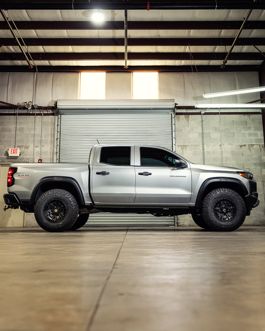 Chevrolet Colorado Trail Boss 4PLAY Wheels S01 17x9 Rims 285x75x17 Falken Wildpeak Tires Stock Suspension