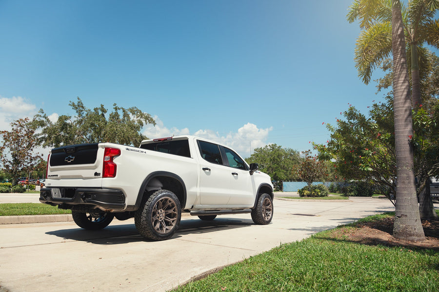 Chevrolet Silverado Zr2 4PLAY Wheels 4P83 Bronze 22x10 33x12.5x22 Toyo Tires 4 Inch Lift DLM Performance