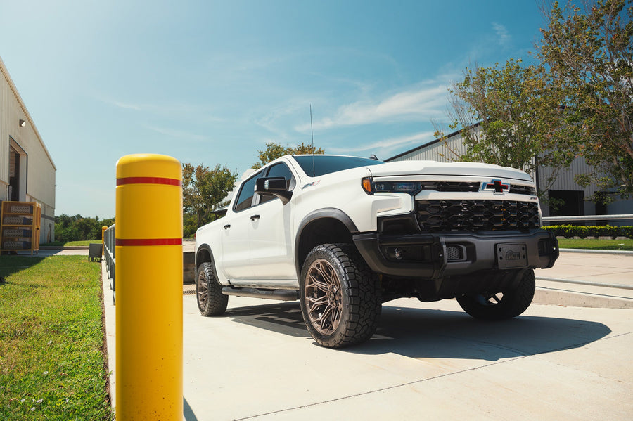 Chevrolet Silverado Zr2 4PLAY Wheels 4P83 Bronze 22x10 33x12.5x22 Toyo Tires 4 Inch Lift DLM Performance