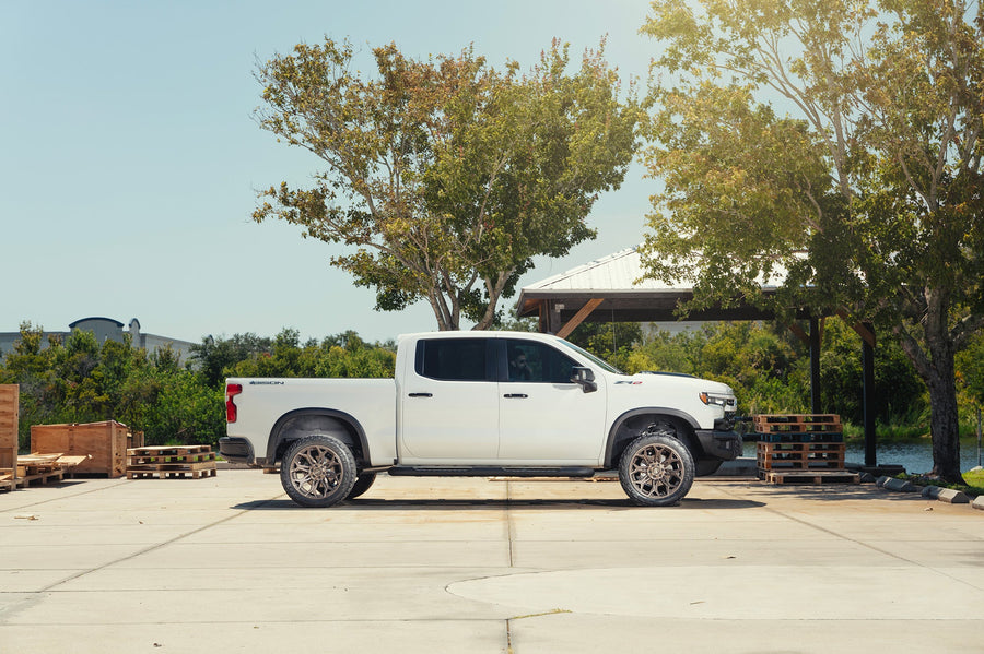 Chevrolet Silverado Zr2 4PLAY Wheels 4P83 Bronze 22x10 33x12.5x22 Toyo Tires 4 Inch Lift DLM Performance