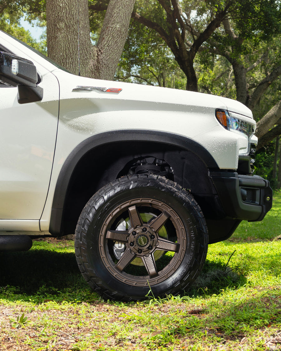 Chevrolet Silverado Zr2 4PLAY Wheels 4PS63 Bronze Rims 20x9 305x55x20 Nitto Tires 4 Inch Lift DLM Performance