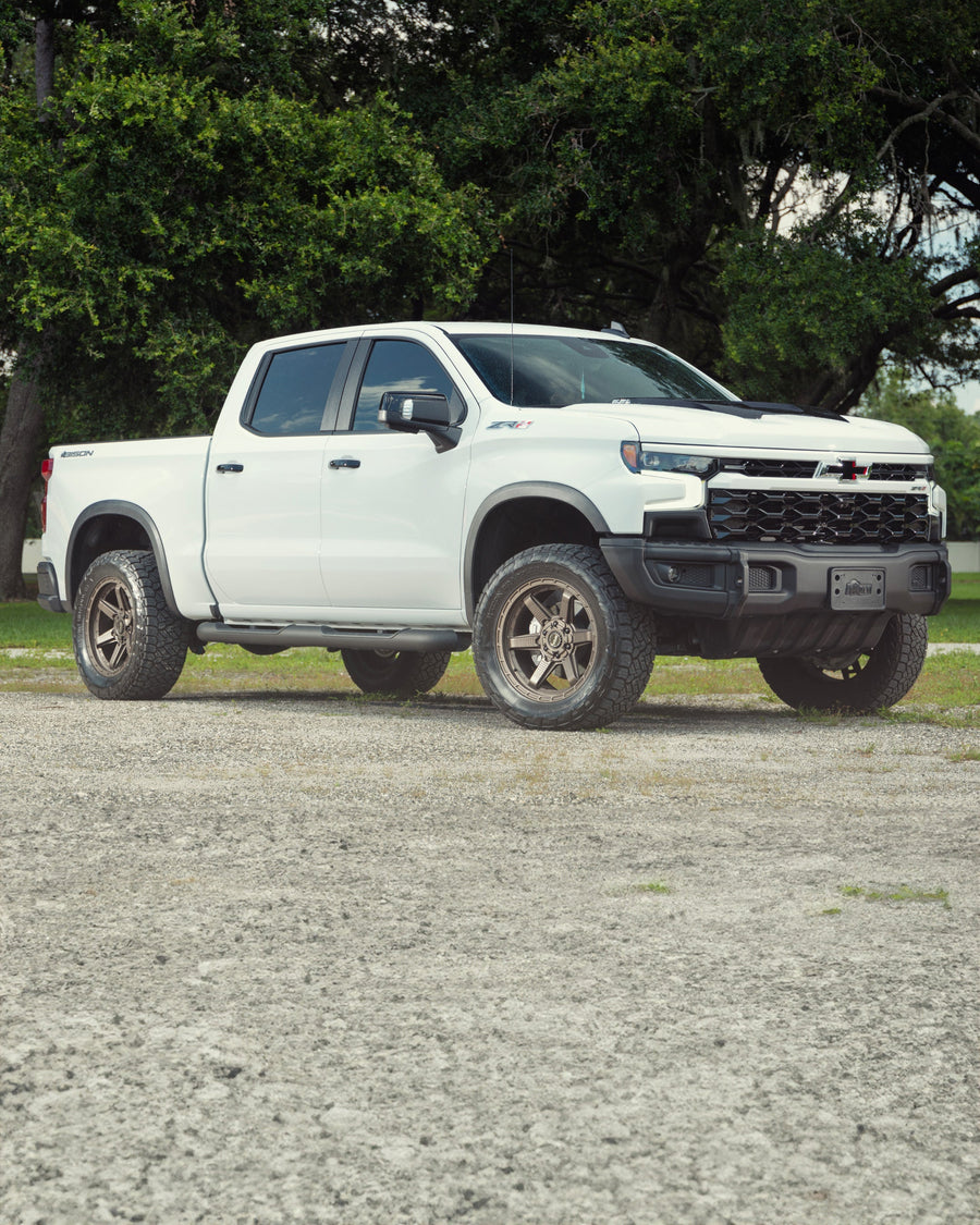 Chevrolet Silverado Zr2 4PLAY Wheels 4PS63 Bronze Rims 20x9 305x55x20 Nitto Tires 4 Inch Lift DLM Performance