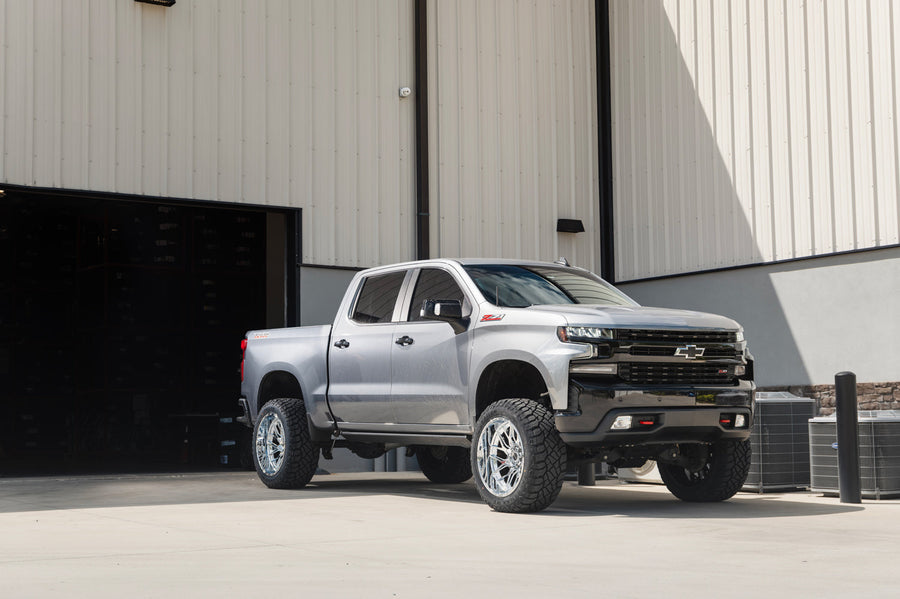 Chevy Silverado 4PLAY Wheels Chrome 4PL28 22x12 35x12.5x22 Sailun Terramax RT