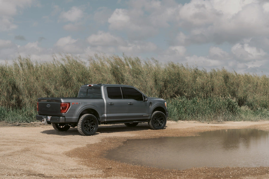 FORD F150 4PLAY WHEELS 4P83 20X9 33X12.5X20 FALKEN TIRES 2 INCH FRONT LEVEL SUSPENSION 4P PLUS FITMENT ORIGINAL FORMAT