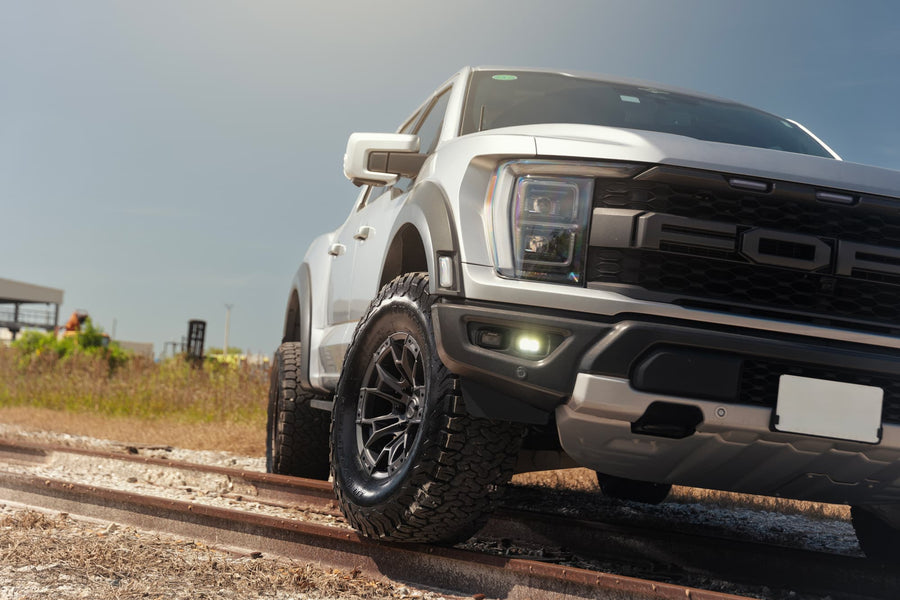 FORD F150 RAPTOR F150 DEFIANT WHEELS DF04 17X9 35X12.5X17 BF GOODRICH TIRE STOCK SUSPENSION
