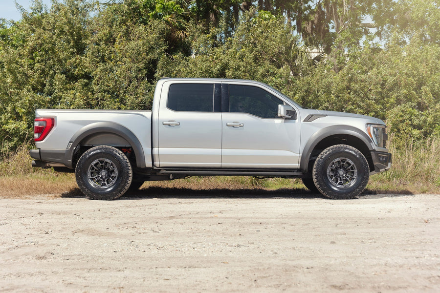 FORD F150 RAPTOR F150 DEFIANT WHEELS DF04 17X9 35X12.5X17 BF GOODRICH TIRE STOCK SUSPENSION