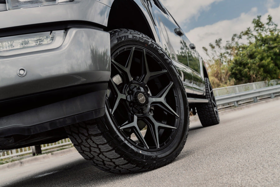 FORD F150 4PLAY WHEELS 4P06 22X9 285X45X22 FALKEN TIRES 2 INCH FRONT LEVEL SUSPENSION 4P PLUS FITMENT ORIGINAL FORMAT