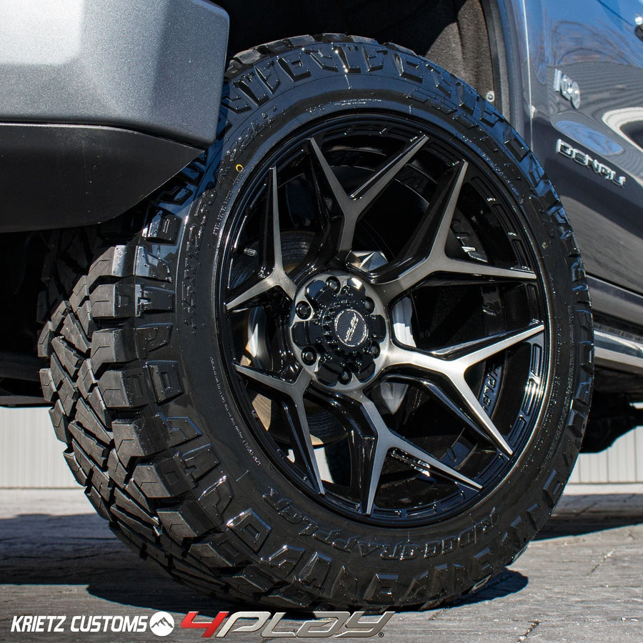 GMC 1500 SIERRA DENALI 4PLAY WHEELS RIMS 4P06 22X12 35X12.5X22 NITTO TIRES 6 INCH ROUGH COUNTRY LIFT BY KRIETZ CUSTOMS