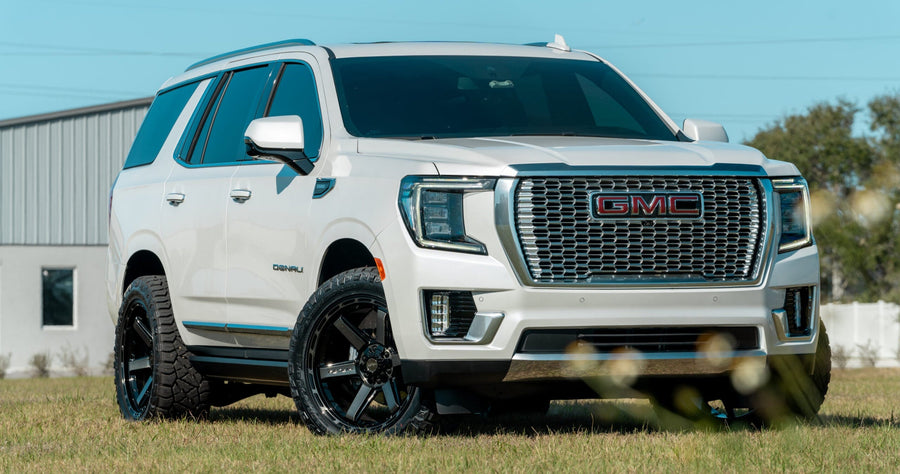 GMC YUKON DENALI 4PLAY WHEELS 4P63 22X10 285_50_22 TIRES NO LIFT
