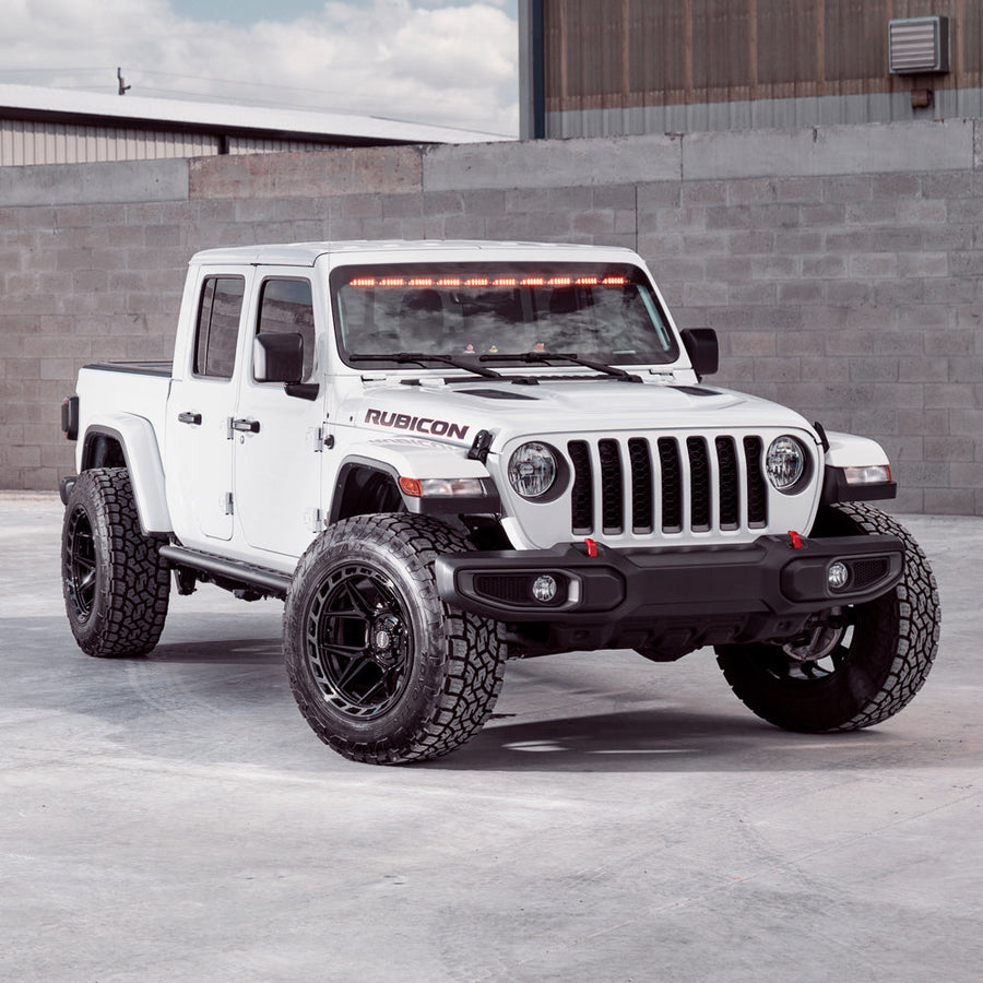 20x12 4P55 Gloss Black Brushed with Tinted Clear - 5x127 + 5x139.7 -44ET