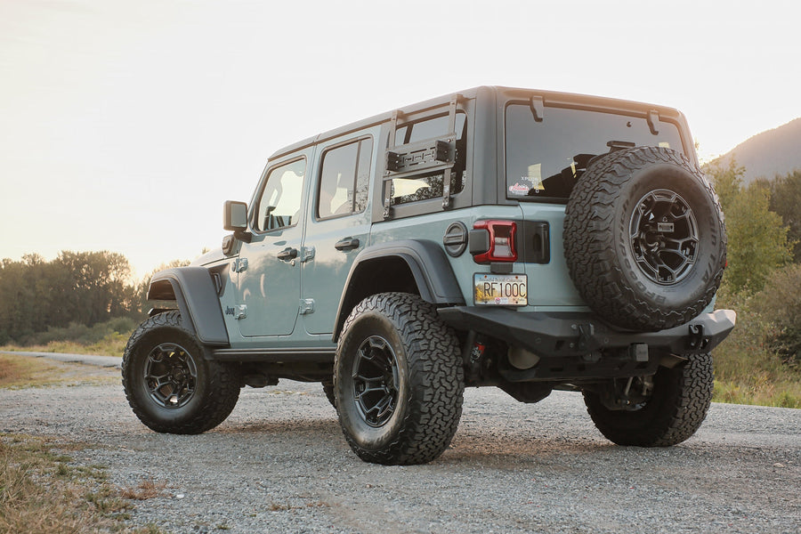 JEEP WRANGLER DF03 17X9 SATIN BLACK CHARCOAL DEFIANT WHEELS GRAY WOLF OVERLAND