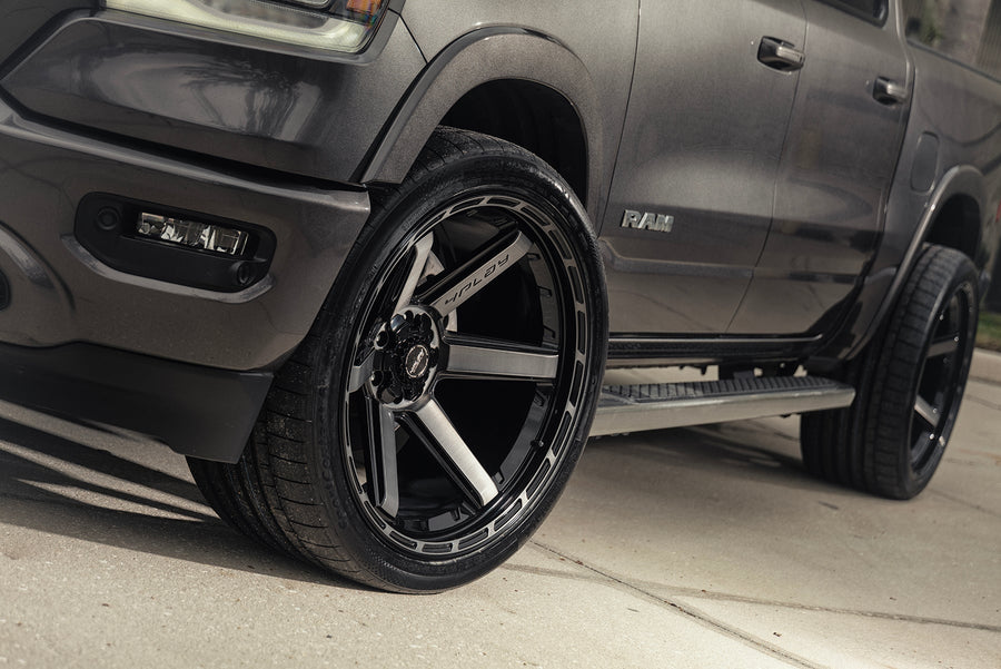RAM 1500 4PLAY WHEELS 4P63 G3 24X12 ON 335X30X24 CONTINENTAL TIRES STOCK HEIGHT