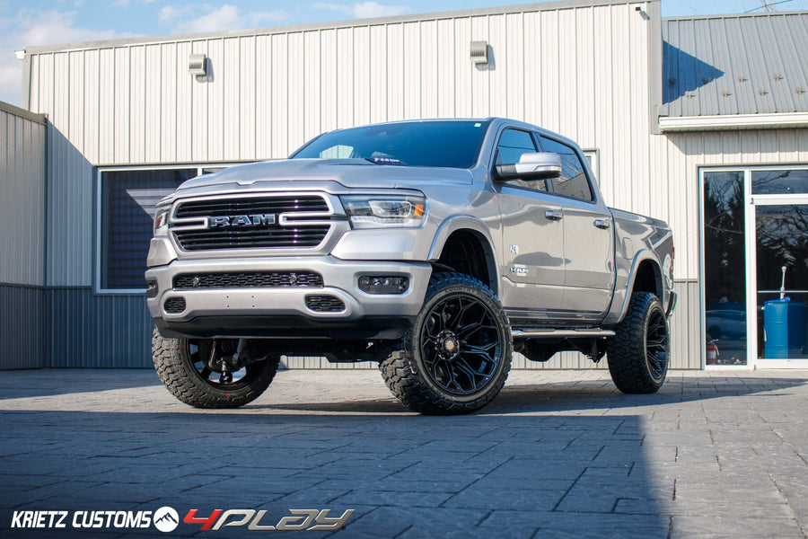 RAM 1500 4PLAY WHEELS RIMS 4P83 22X12 35X12.5X22 FURY TIRES 6 INCH ROUGH COUNTRY LIFT BY KRIETZ CUSTOMS