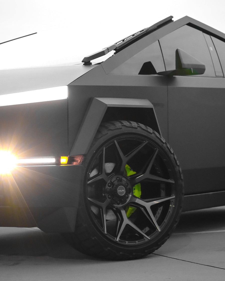 ’24 Tesla Cybertruck on 4PLAY Wheels 4P06 24x12 Wrapped in 33x12.5x24 Tires by Wheel and Tire Exchange