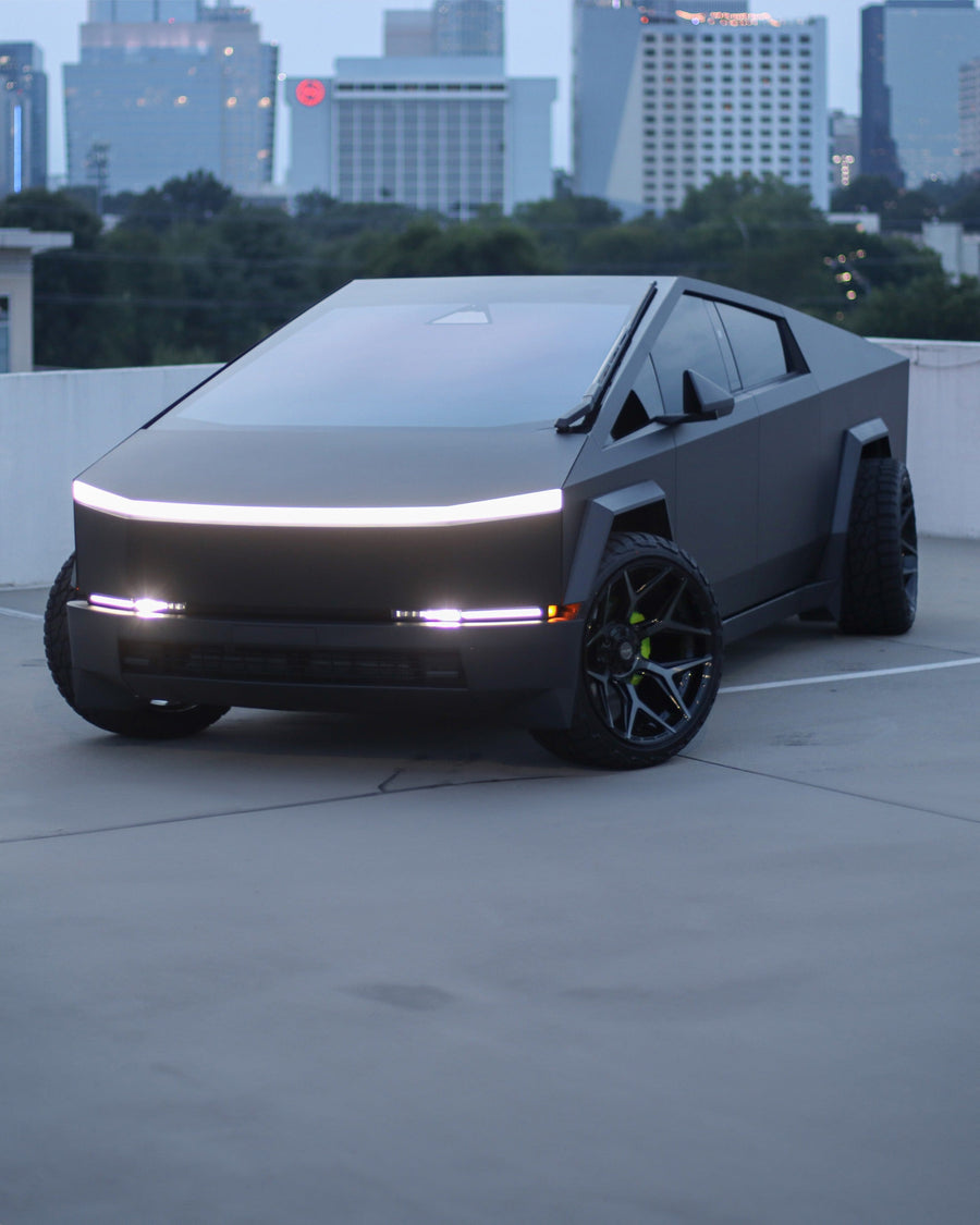 ’24 Tesla Cybertruck on 4PLAY Wheels 4P06 24x12 Wrapped in 33x12.5x24 Tires by Wheel and Tire Exchange