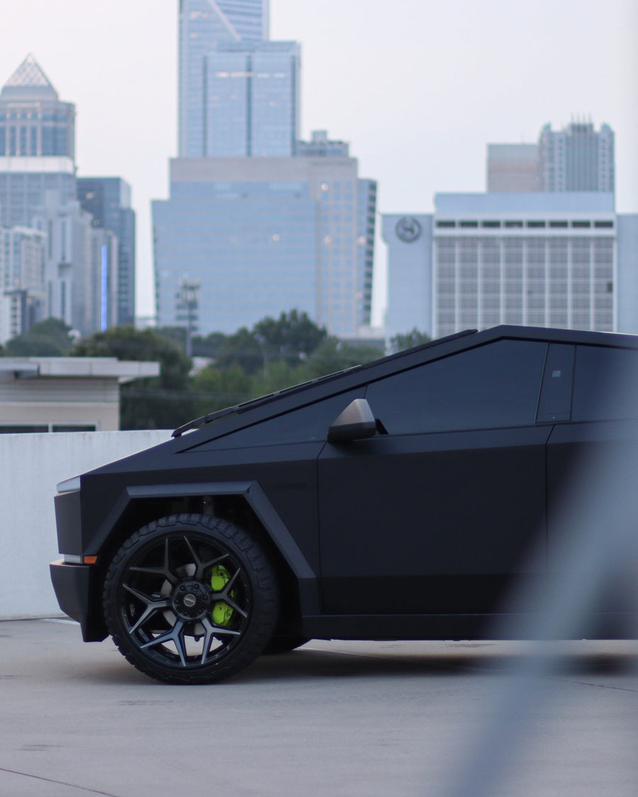 ’24 Tesla Cybertruck on 4PLAY Wheels 4P06 24x12 Wrapped in 33x12.5x24 Tires by Wheel and Tire Exchange