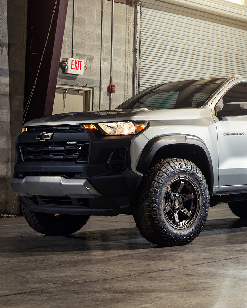 Chevrolet Colorado Trail Boss 4PLAY Wheels S63 18x9 Rims 275x70x18 Nitto Ridge Grappler Tires Stock Suspension