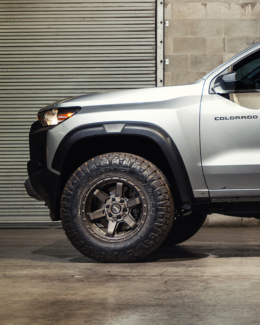 Chevrolet Colorado Trail Boss 4PLAY Wheels S63 18x9 Rims 275x70x18 Nitto Ridge Grappler Tires Stock Suspension