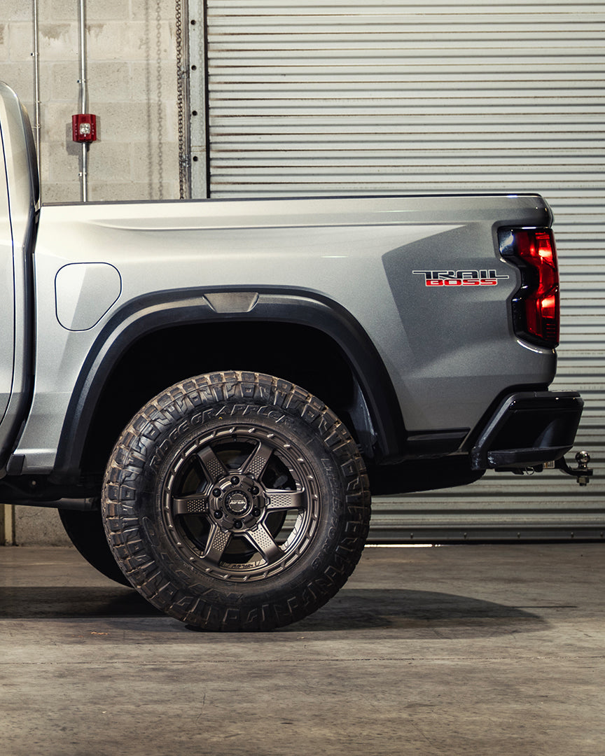 Chevrolet Colorado Trail Boss 4PLAY Wheels S63 18x9 Rims 275x70x18 Nitto Ridge Grappler Tires Stock Suspension