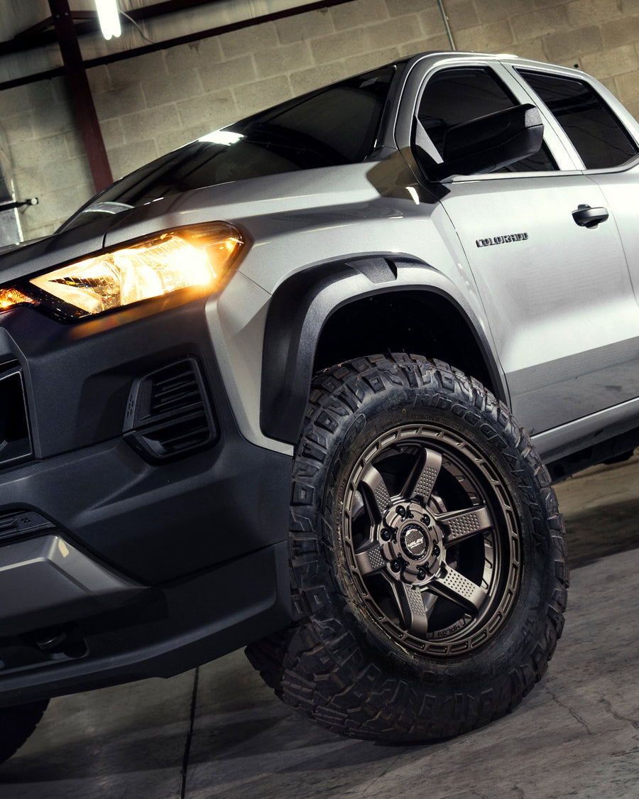 Chevrolet Colorado Trail Boss 4PLAY Wheels S63 18x9 Rims 275x70x18 Nitto Ridge Grappler Tires Stock Suspension