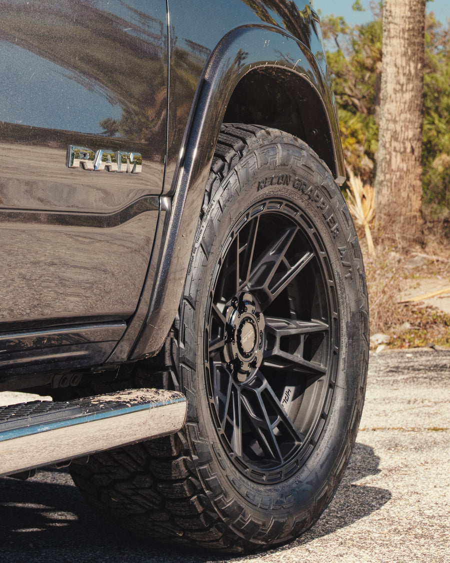 Ram 1500 4PLAY Wheels 4PS20 20x9 Nitto Tires 33x12.5x20 Stock Suspension